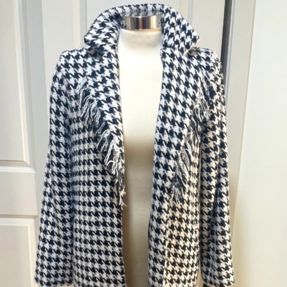 Allie Rose Houndstooth Fringed Jacket Never Worn Size Small